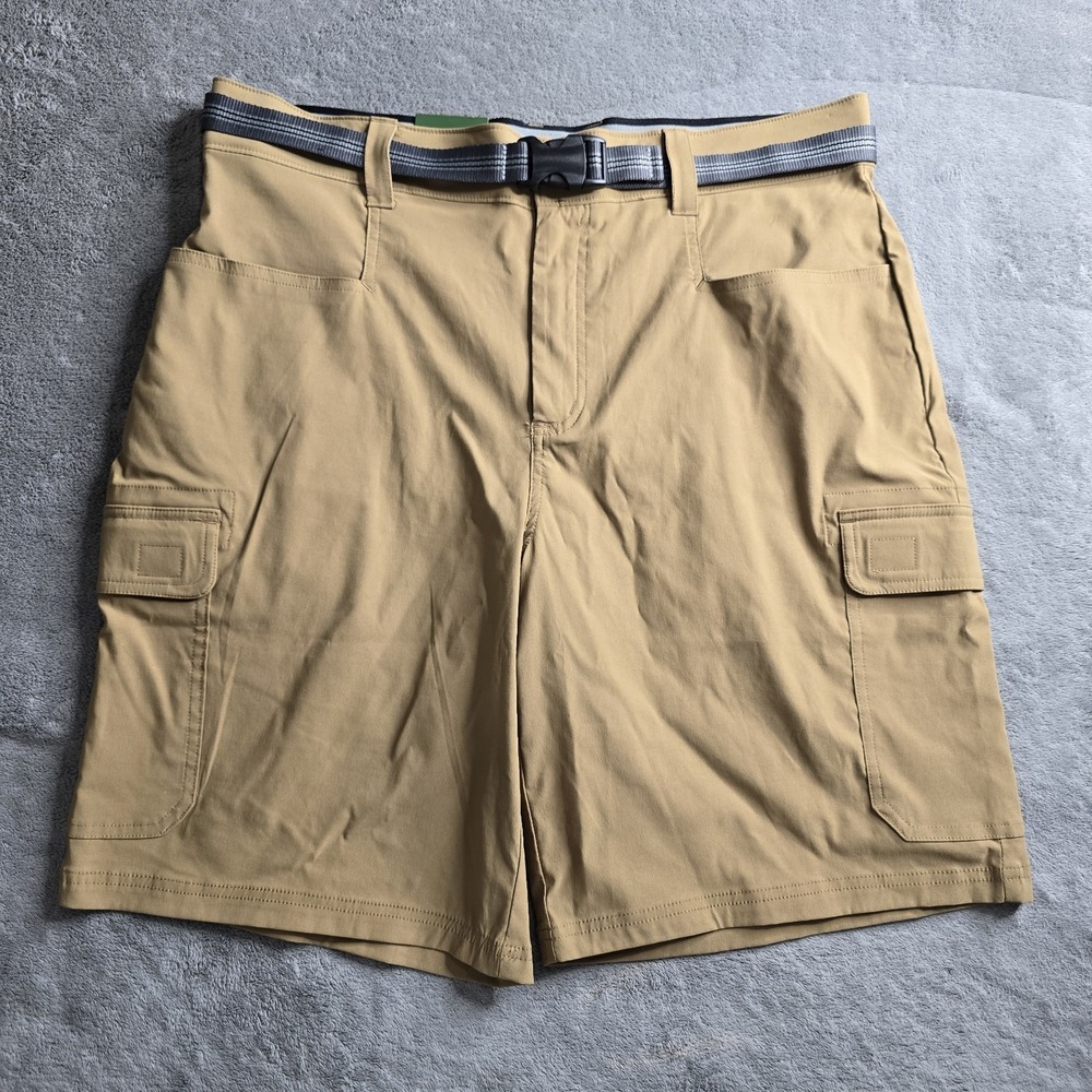 NWT Orvis Cargo Short Mens 34 Khaki Tan Belt 10" Hiking Outdoors Stretch Comfort